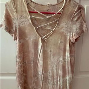 American Eagle Lace up v neck tee.